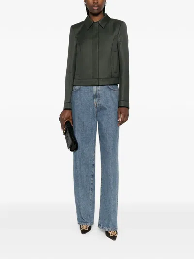 Tom Ford Collar Crop Jacket In Green