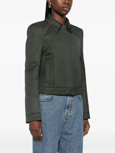 Tom Ford Collar Crop Jacket In Green