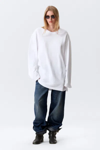 Weekday Oversized Long-sleeved T-shirt Dress In White