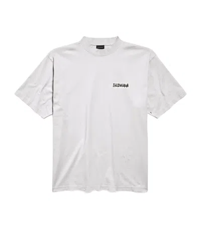 Balenciaga Oversized Logo-print Cotton-jersey T-shirt In White