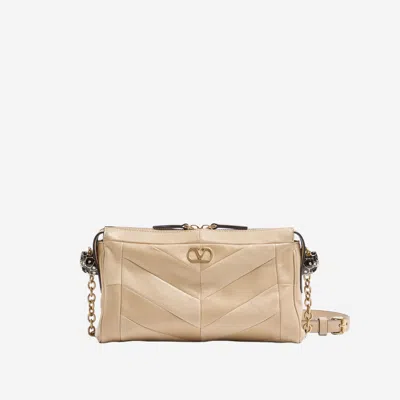 Valentino Garavani Panthea Small Shoulder Bag In Nappa Leather With A Chevron Pattern In Red