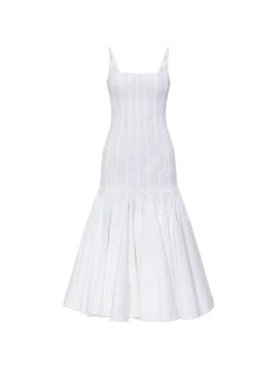 Jacquemus Agave Flared Midi Dress With Square Neckline In White