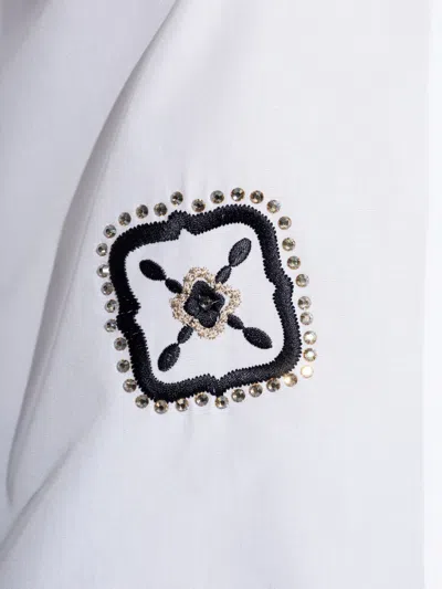Max Mara Shirt Pointed Collar Long Sleeves Applique Embroidery In White