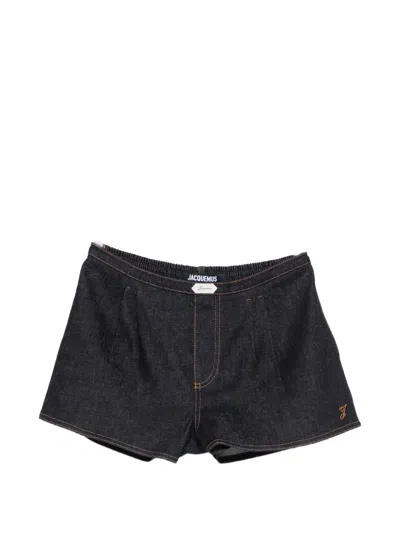 Jacquemus Amelo Shorts Contrast Stitching Elastic Waistband In Blue