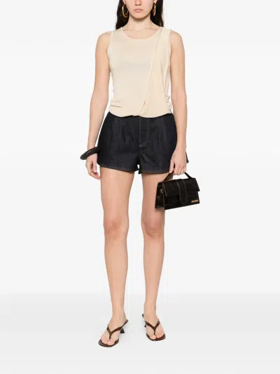 Jacquemus Amelo Shorts Contrast Stitching Elastic Waistband In Blue