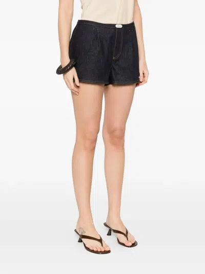 Jacquemus Amelo Shorts Contrast Stitching Elastic Waistband In Blue