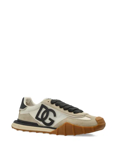 Dolce & Gabbana Dg Athletic Black Low Top Sneakers With Logo Patch On The Tongue And Maxi Logo On The Side In Suede  In Multi