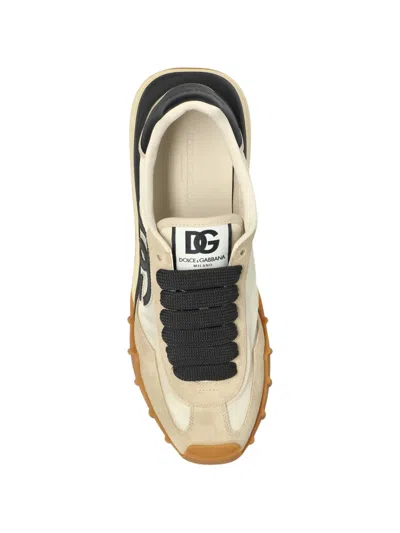 Dolce & Gabbana Dg Athletic Black Low Top Sneakers With Logo Patch On The Tongue And Maxi Logo On The Side In Suede  In Multi