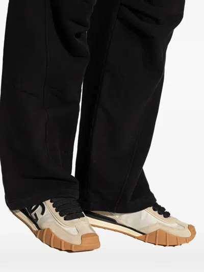 Dolce & Gabbana Dg Athletic Black Low Top Sneakers With Logo Patch On The Tongue And Maxi Logo On The Side In Suede  In Multi