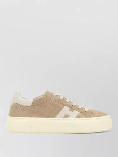 Hogan Grey Crosswind Calfskin Suede Sneakers In Neutral