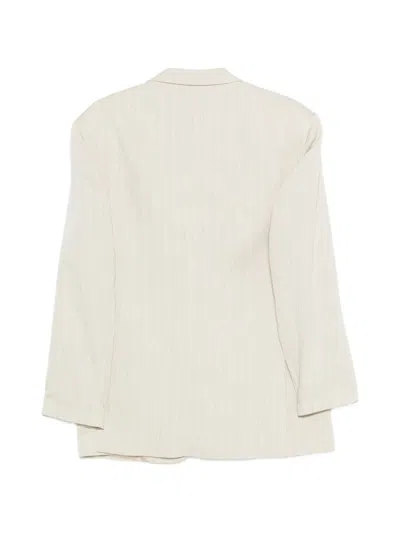 Alysi Buttoned Stripped Blazer In Neutral