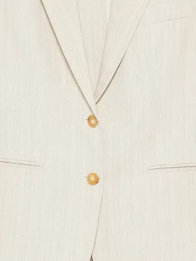 Alysi Buttoned Stripped Blazer In Neutral