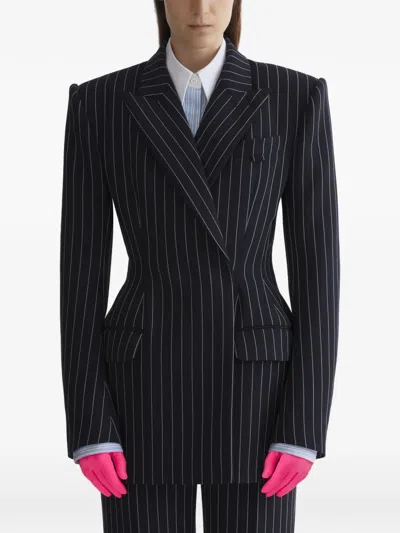 Mugler Pinstripe Double-breasted Jacket In Multi