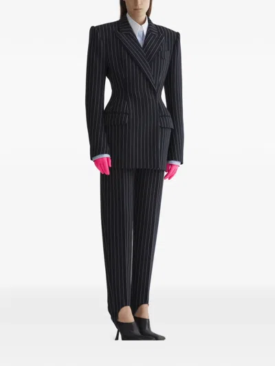 Mugler Pinstripe Double-breasted Jacket In Multi