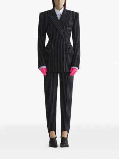 Mugler Pinstripe Double-breasted Jacket In Multi