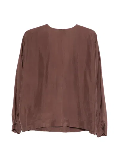 Alysi V-neck Button Jacket In Brown