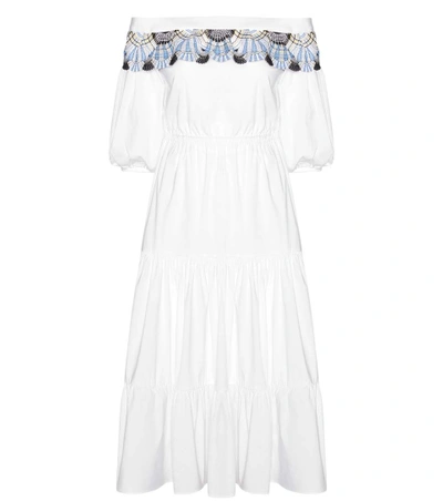 Shop Peter Pilotto Long Pallas Cotton-blend Dress In White