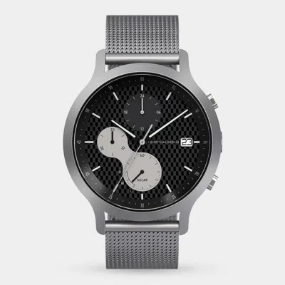 Lilienthal Berlin Chronograph Limited Edition Solar Iii Mesh Silver Matte In Metallic