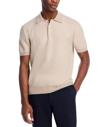 Canali Off-white Cotton And Silk Regular Fit Polo Shirt With Microstucture In Neutral