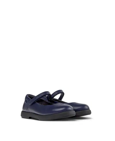 Camper Touch-strap Leather Ballerinas In Blue
