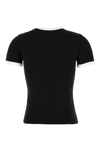 Courrèges Courreges Women Cotton T Shirt With Contrasting Profiles In Black