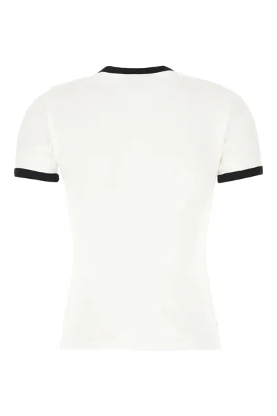 Courrèges Courreges Women Cotton T-shirt With Contrasting Profiles In White