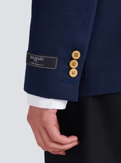 Balmain Cotton Twill 2-buttons Jacket In Blue