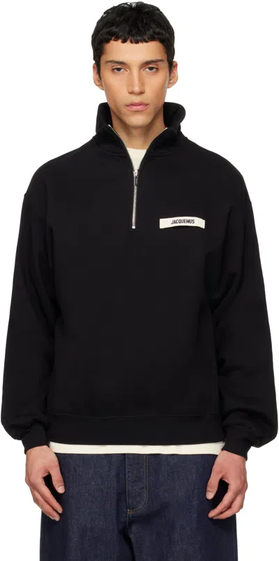 Jacquemus High Neck Zip Sweatshirt With Logo Detail And Gathered Cuffs In Animal Print