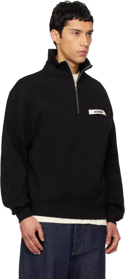 Jacquemus High Neck Zip Sweatshirt With Logo Detail And Gathered Cuffs In Animal Print