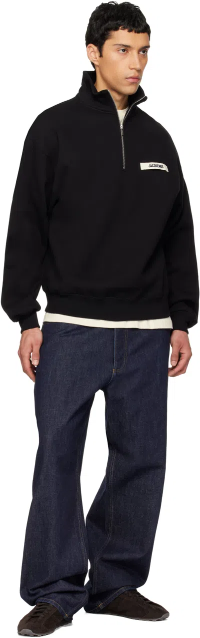 Jacquemus High Neck Zip Sweatshirt With Logo Detail And Gathered Cuffs In Animal Print
