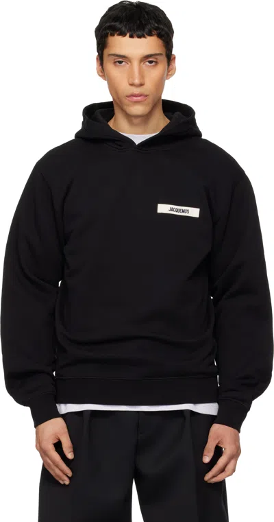Jacquemus Cotton Fabric Hoodie With Long Sleeves In Black