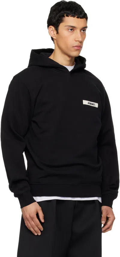 Jacquemus Cotton Fabric Hoodie With Long Sleeves In Black