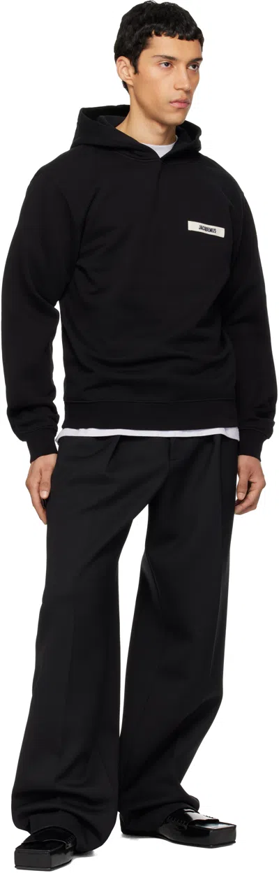 Jacquemus Cotton Fabric Hoodie With Long Sleeves In Black