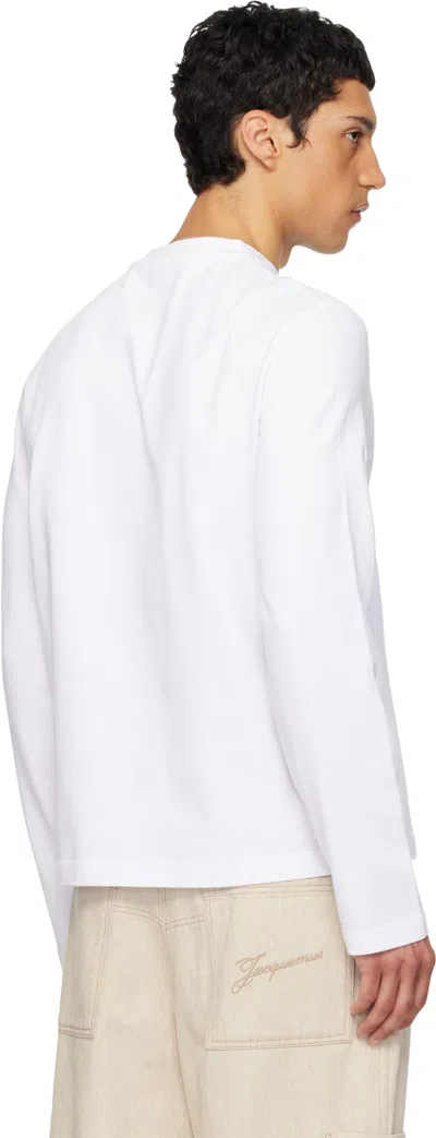 Jacquemus Le T-shirt Gros Grain White Crewneck T-shirt With Logo Patch On The Front In Cotton Man In White
