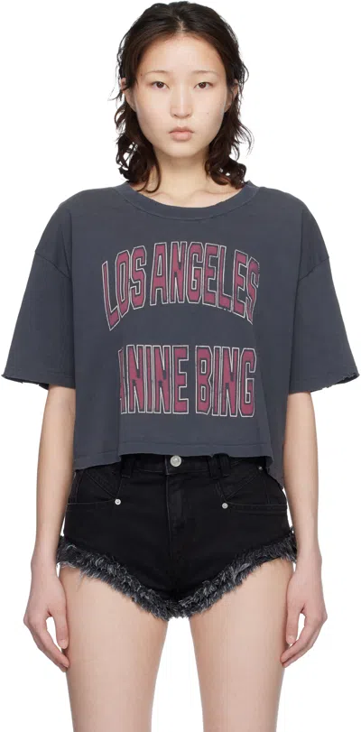 Anine Bing Black Washed Cropped Johnny T-shirt Women In Gray