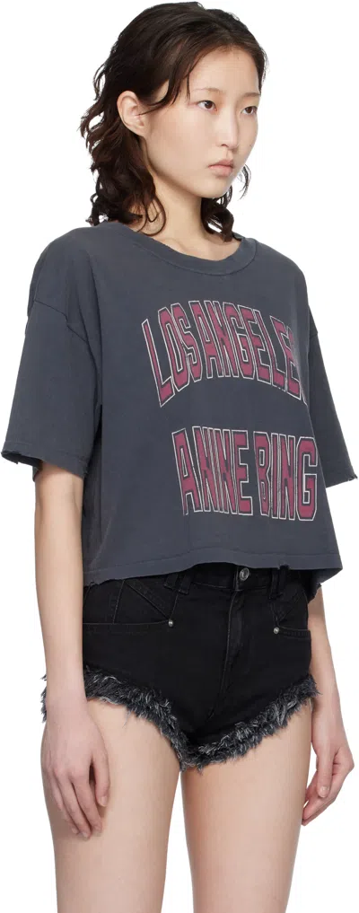 Anine Bing Black Washed Cropped Johnny T-shirt Women In Gray