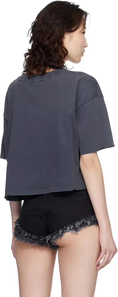 Anine Bing Black Washed Cropped Johnny T-shirt Women In Gray