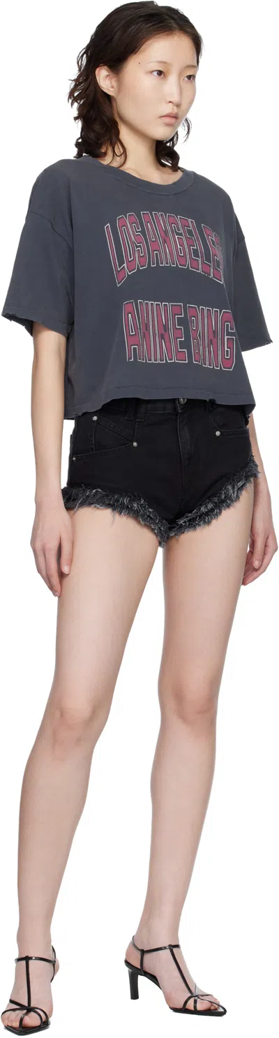 Anine Bing Black Washed Cropped Johnny T-shirt Women In Gray