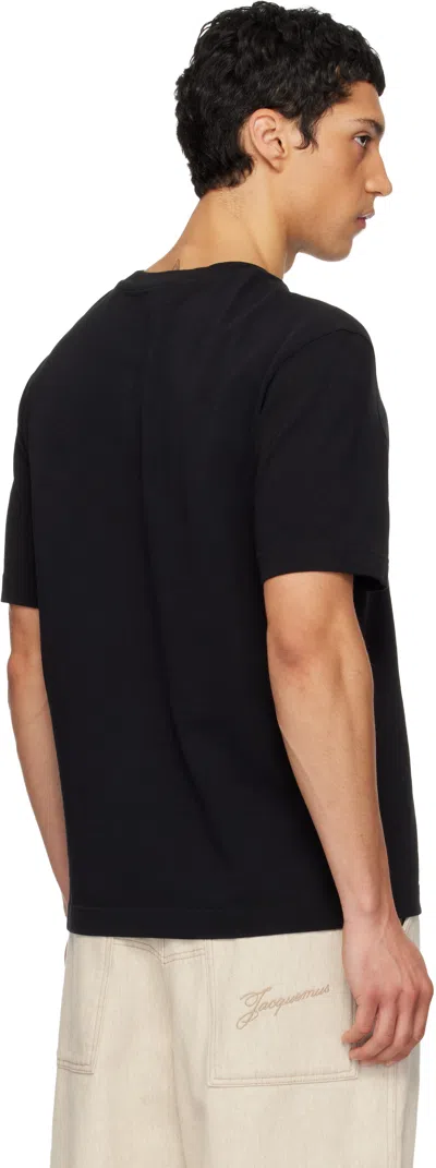Jacquemus Minimalist Black Short-sleeve Cotton T-shirt With Patch Detail In Black
