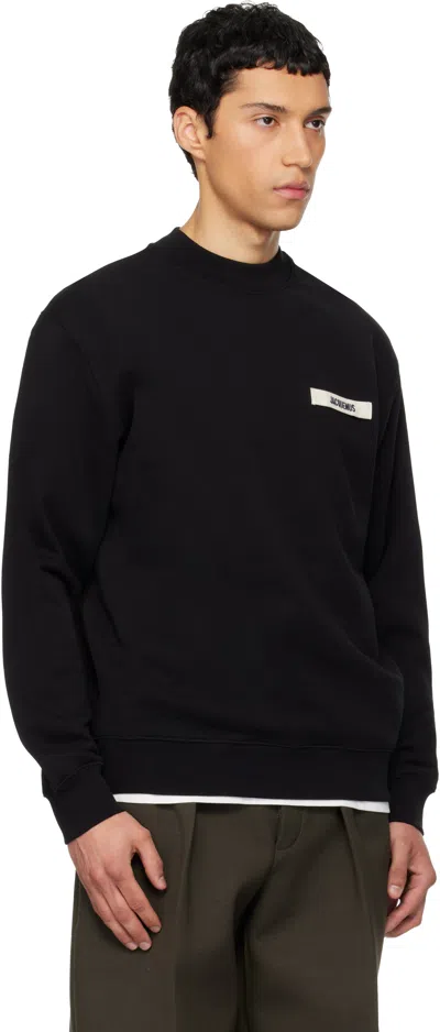Jacquemus Relaxed Fit Long-sleeve Shirt With Minimalist Patch Detail In Black