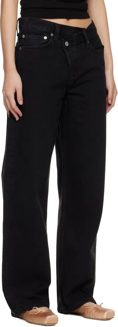 Agolde Arc Criss Cross Asymmetric Straight-leg Jeans In Black