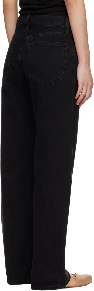 Agolde Arc Criss Cross Asymmetric Straight-leg Jeans In Black