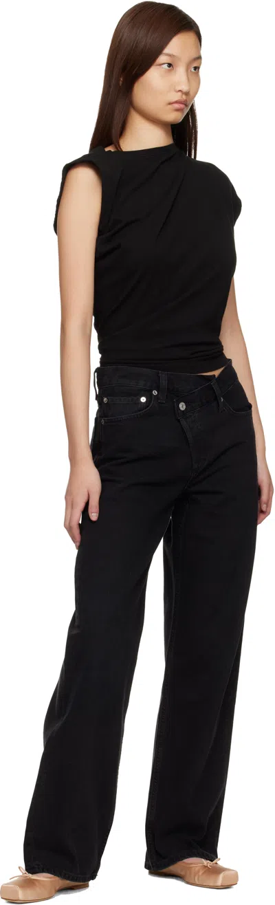 Agolde Arc Criss Cross Asymmetric Straight-leg Jeans In Black