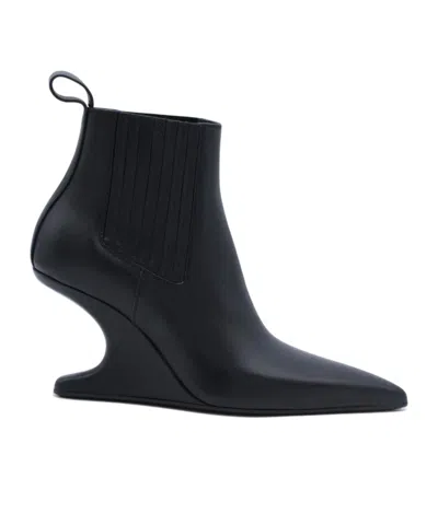 Rick Owens Ankle Boot With Pointed Toe And Sculptural Heel In Black