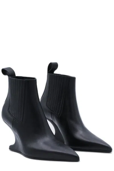 Rick Owens Ankle Boot With Pointed Toe And Sculptural Heel In Black