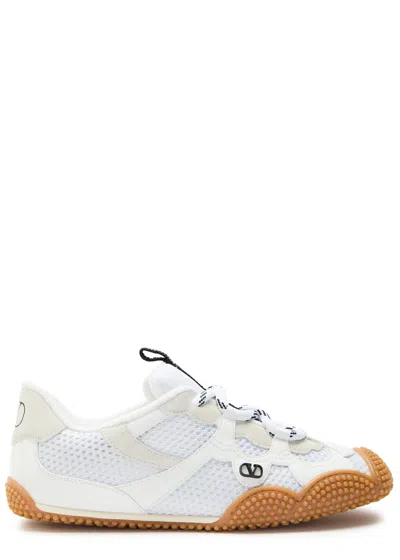 Valentino Garavani Amphibia Sneaker In Rubberised Calfskin And Split Leather Woman White 41