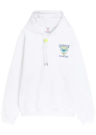 Casablanca Tennis Club Logo-print Hooded Cotton Sweatshirt In White