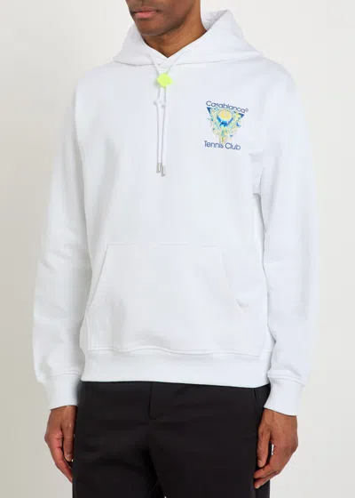 Casablanca Tennis Club Logo-print Hooded Cotton Sweatshirt In White