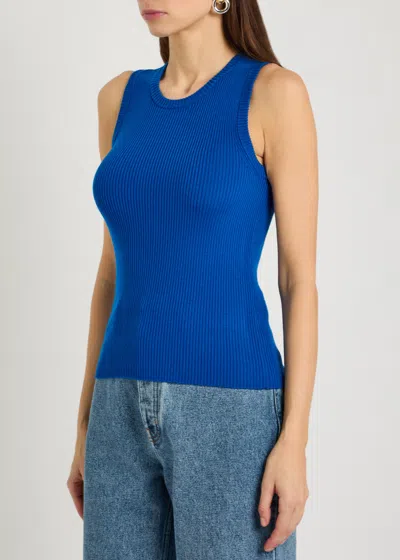 Chloé Crew-neck Tank Top In A Wool Knit In Blue