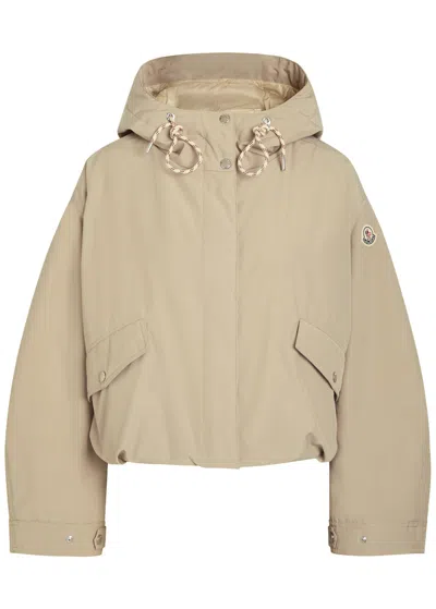 Moncler Eucalyptus Hooded Jacket Drawstring Front Pockets In Neutral